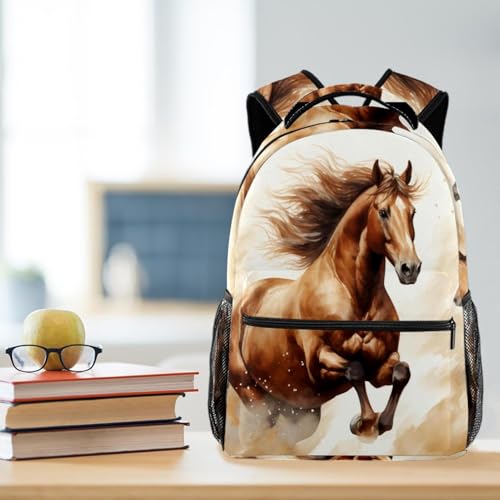 Sac à dos de voyage chevaux multicolore avec filet bouteille