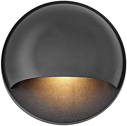 Hinkley Landscape Nuvi Round Low-Voltage Integrated LED Deck Sconce Light, Solid Vinyl Alloy, Dimmable, Mounts Flush on Surface, Safe for Wet Conditions, Black Finish
