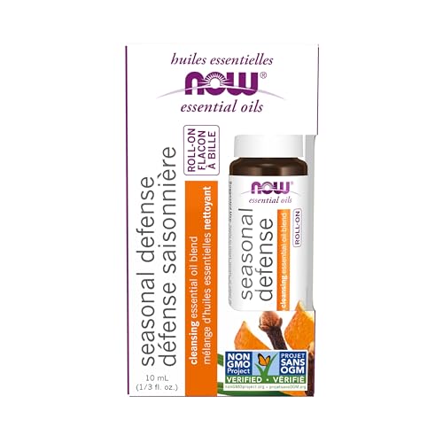 NOW Foods Essential Oils, Seasonal Defense Roll On, Non-GMO Project Verified, Cleansing Blend, Steam Distilled, Topical Aromatherapy, 10-mL
