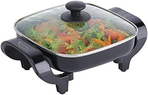 Miniatura 2 de Sartén eléctrica cuadrada antiadherente con tapa de vidrio - 8"