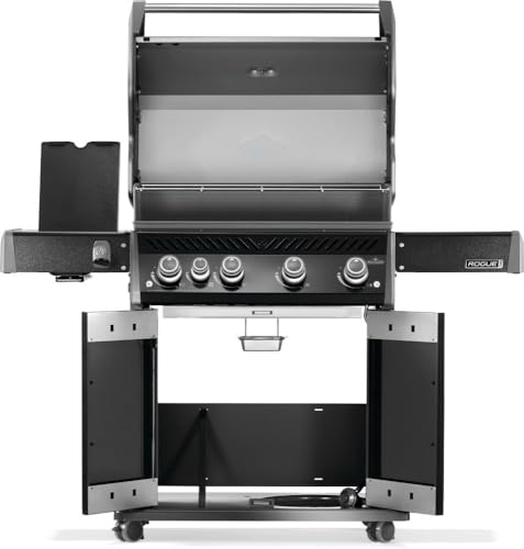 Image of Napoleon Rogue PRO 525 Propane Gas Grill with Infrared Side Burner, Black, Durable 5-Burner BBQ