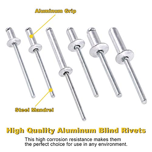 Mardatt 200Pcs Aluminum Blind Rivets 1/8 x 15/16 Inch (3.2x24mm) Pop Rivets Decorating Fastener Core Pulling Rivets for Sheet Metal Woodworking - Image 4