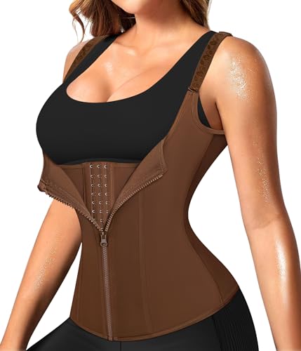 Image of Nebility Waist Trainer for Women Corset Shapewear with Zipper Women's Waist Cincher Tank Top with Adjustable Straps