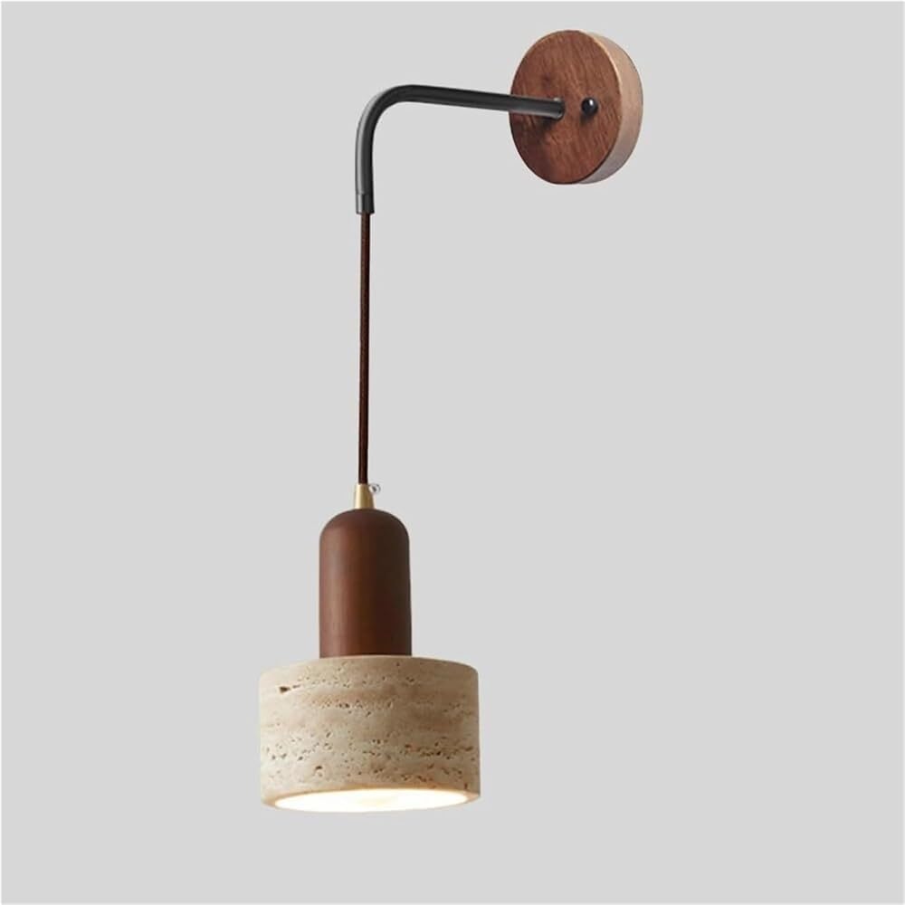 Kaixunl Yellow/Light Travertine Wall Lamp Wabi-Sabi Style Wall Lighting Japanese Lamps Rotatable Round Fittings Suitable For Bedroom Dining Room Kitchen Hallway Lobby Bulb Not Included 12Cm