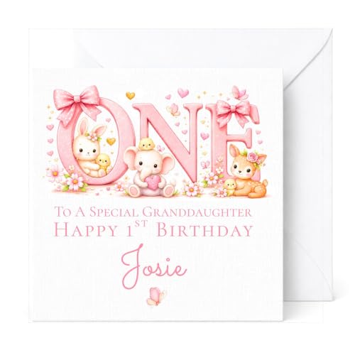 Personalised 1st Birthday Card for Boy or Girl (Pink)