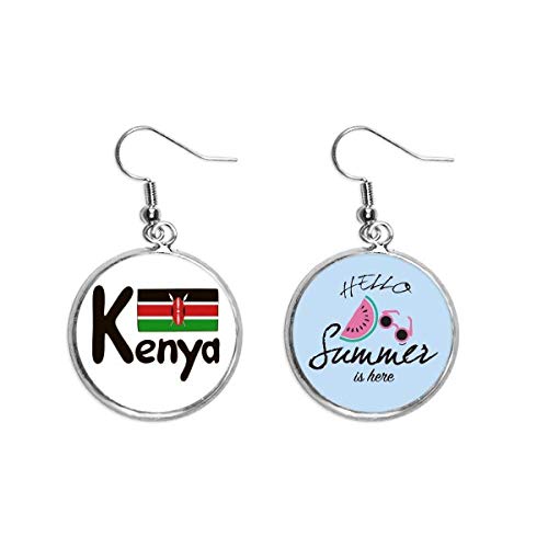 Pendientes de sandía con patrón negro Kenya Flag de diseño colgante