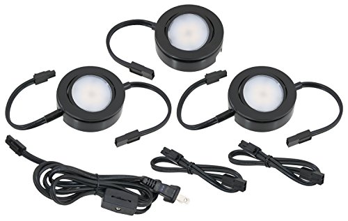 Top Rated American Lighting MVP-3-30-BK Three Puck Kit with Roll Switch and 6 Foot Power Cord, Dimmable Swivel LED Lights, Linkable, cETLus Listed, 2-3/4-Inch, 3000K Black, 3-Pack MVP Collection, 3