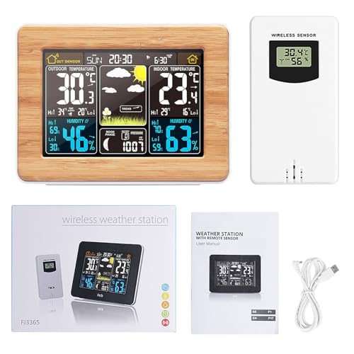 ALLOMN Estación Meteorológica Inalámbrica, Pantalla a Color LCD Digital con Sensor Reloj Despertador Monitor de Temperatura y Humedad para el Hogar la Oficina el Jardín y la Granja (Amarillo) - imagen 8