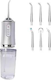 Irrigador Oral Portátil Recarregável USB com 4 Bicos Jato de Água Ajustável Reservatório Removível