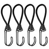 ストレッチコード テントフック ツインフック ロープフック テントフック 張綱 タープクリップ 固定 取り付け 戸外用 露営用 防風 設営 金属製 4本セット（ブラック）