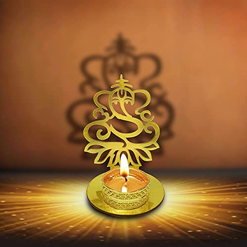 Satvik Lord Ganesh Diwali Shadow Diya, Deepawali Traditional Diya With Wax Tea Light/Tea Light Holder, Ridhi Sidhi Ganesh Diya #TOP17