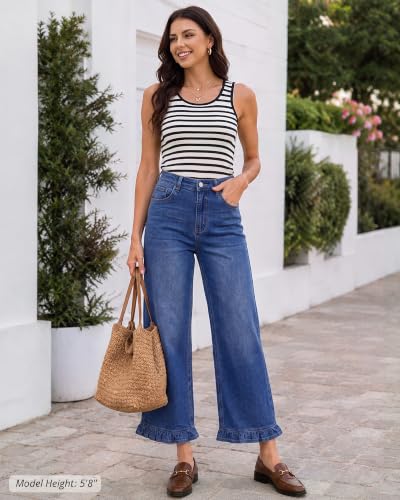  Wide Leg Jeans for Women Ruffle Hem - image 5