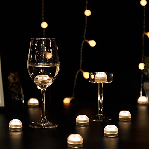 Image 12 Pcs Led Submersible Tea Lights Waterproof Floral Decoration Party Tea Lights, Battery Operated Flameless Tea Lights For Party, Wedding, Pond, Pool, Garden And Bath Warm White #TOP4