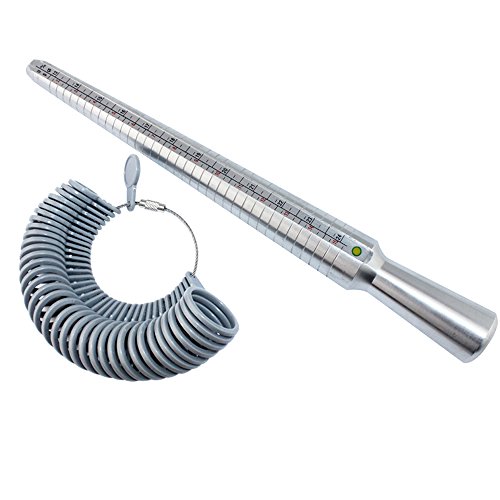 Niupika Ring Sizer Set Metal Measuring Tool Ring Mandrel Finger Sizing Gauge Set Us Size Jewelry Measurement Tools With Jewelers Rubber Hammer #TOP2