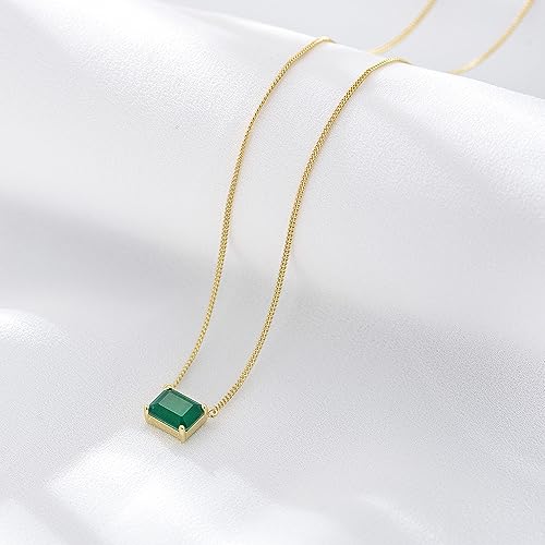14K Gold Square Cut Emerald Necklaces for Women, A Vibrant Present for Mom3