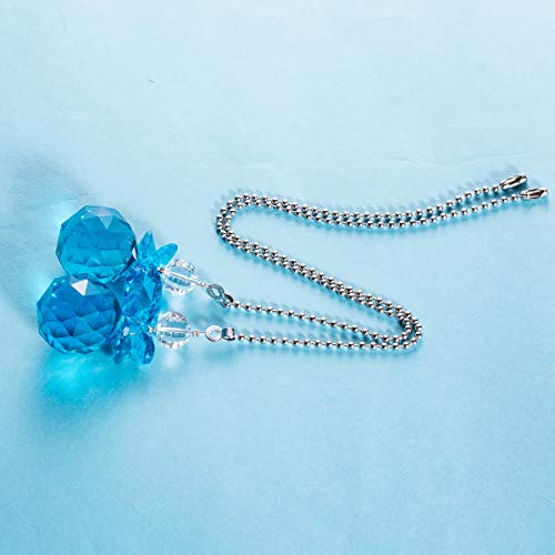 Image of Crystal Ceiling Fan Pull Chains Hanging Pendants Prism Pack of 2 Light Blue