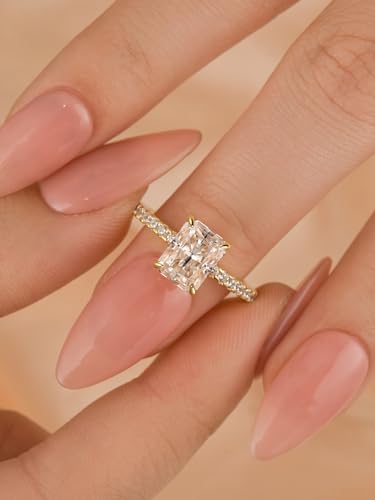 1.5 Carat Radiant Cut Moissanite Engagement Ring for Women, S925 Sterling Silver, D Color VVS1 Lab-Created Moissanite Promise Ring4