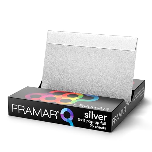 Framar Silver Hair Foils For Highlighting - Pop Up Hair Foil For Hair Highlighting, Highlight Foils For Hair, Aluminum Foil Sheets, Salon Foils For Hair Stylist, Non Slip 25 Pop Up Foil Sheets