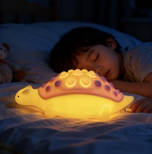 【エム・プリュス】かわいい恐竜ナイトライト USB充電式 7色調光 タイマー付き ベッドサイドランプ 授乳ライト 柔らかシリコン製 子供・大人用 間接照明 ストレス解消 癒しインテリア ギフトにも最適