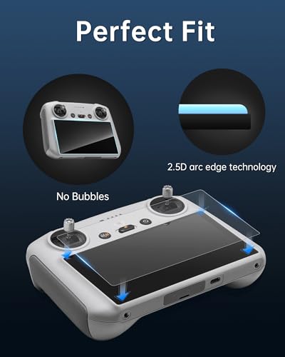 lktop 3 pack rcrc 2 screen protector for dji rcrc2 controller accessories mini 4 pro hd tempered glass mini 5 pro film mini 3 pro screen cover for dji mini 543 mavic 3 air 3 flip series drone