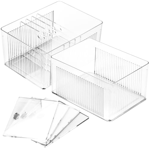 Image of Ugotfeels Plastic Pantry Organization and Storage Bins with Removable Dividers – Perfect Kitchen Organization or Kitchen Storage – Fridge Organizer, Refrigerator Bins, Cabinet Organizers, 2 Pack