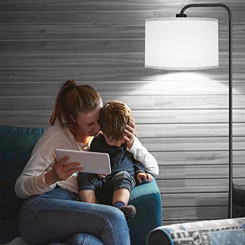 [Upgraded] Led Floor Lamp For Living Room, 3 Color Temperature Floor Lamp With Foot Switch Modern Standing Lamp Tall Pole Floor Reading Lamp For Bedroom, Study Room, Office, 9W Bulb Included, Black #TOP6