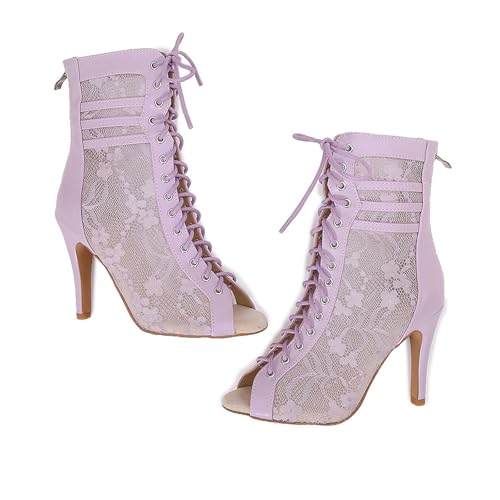 SWDZM Women Ankle Dance Boots Outdoor Latin Ballroom Salsa High Heels Class Dance Shoes3