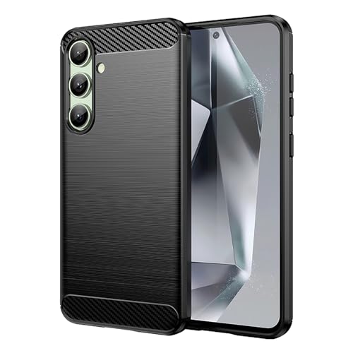 Aikcks for Samsung Galaxy S24 FE 5G Phone case, Shockproof, Scratch Resistant Carbon Fiber Jacket, Soft TPU, for Galaxy S24 fe 5G case (Black, Galaxy S24FE)