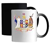 Taza mágica de cerámica con escudo de Nueva Zelanda, color blanco