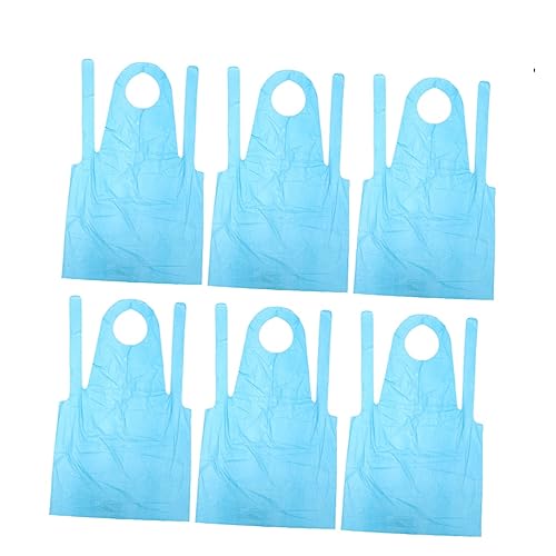 DOITOOL 100pcs Disposable Waterproof Pe Plastic Apron Oil Proof Sza Apron for Cooking Painting Family Use Blue