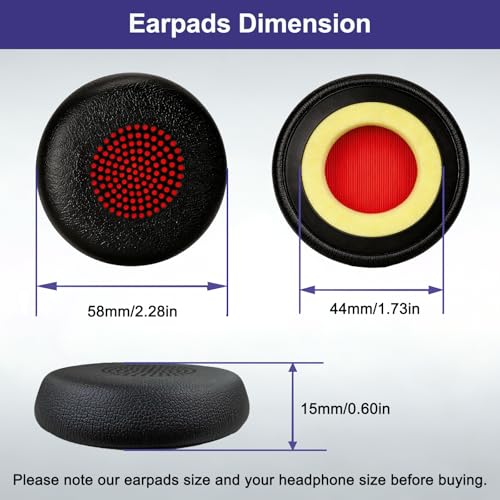 Repuestos de Almohadillas para Orejas para Jabra Evolve 65 40 30 20 (Paquete de 2) | Almohadillas para Jabra Evolve 65/65UC/MS, 40/40UC/MS, 30/30II/30US, 20/20SE/UC/MS, Plantronics Blackwire C3210 C3220 C3225 miniatura 3