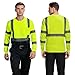 fortresswear Hi Vis Safety Shirts for Men, Quick Dry Class 3 Safety Shirts with Reflective Strips and Pocket, Long Sleeve Construction Work Shirt (Black Bottom Lime,4XL)