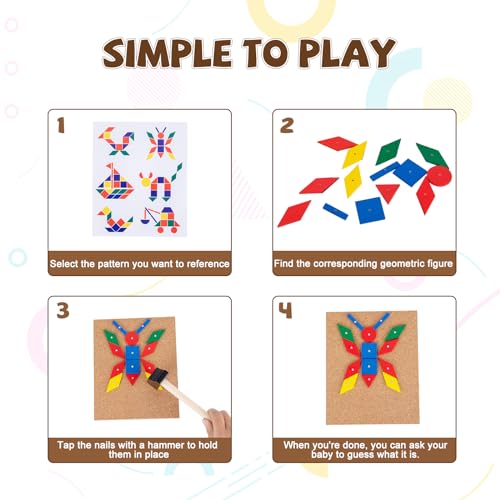 Image of Adena Montessori Hammer & Nail Pegboard Toy, 4-6y | Hammer nails into pegboard. Builds hand-eye coordination, fine motor & concentration. Montessori activity. Gift 4-6y.