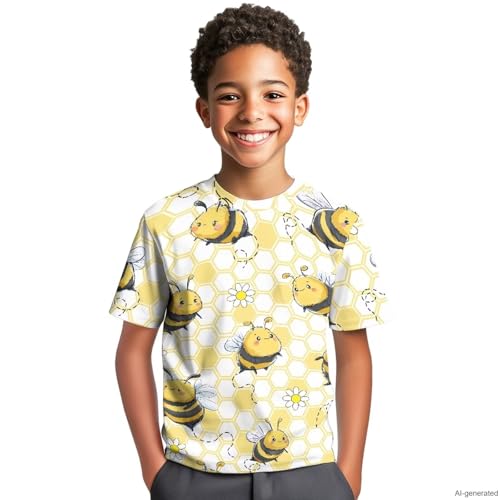 Image of WELLFLYHOM Kids Tshirts Girls Boys Short Sleeve Crewneck Tees Shirts Casual Sport Pullover Tops Size 3-16 Years
