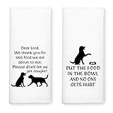 WUUCK00 2pcs Put The Food in The Bowl Funny Kitchen Towel, Cute Dog Mom Kitchen Decor Dish Tea Hand Towel, Housewarming Gifts for Pet Lover Dog Owners, Thanksgiving New Puppy Gifts for Family Friend