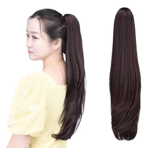 HSPCYGG Ponytail Extension 22" Clip Claw Pony Tails Chestnut Brown 5.5 OZ Synthetic Hallowmas Girls Fake Hair piece Women