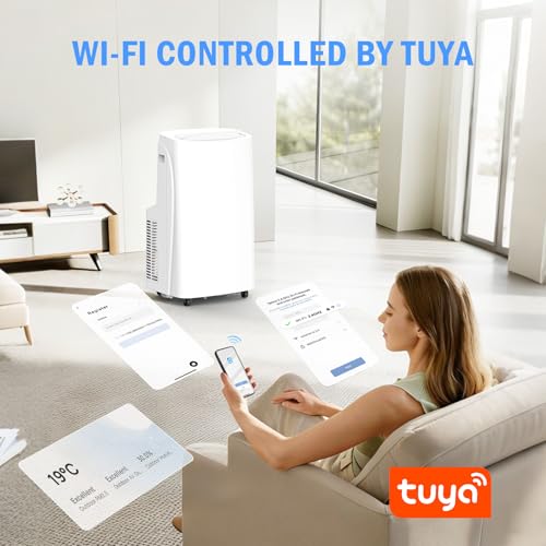 Image of 16000 BTU Wi-Fi Smart Portable Air Conditioner, 3-in-1 Cool /Dehumidify /Fan Portable AC Unit, Cools Up to 800 Sq.Ft, Remote Control & 360 Universal Wheels for Bedroom, Large Room, Home & Office