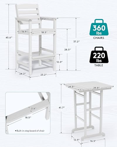 image for SERWALL Tall Adirondack Bar Chairs and Table 3 Pieces Set, Adirondack 