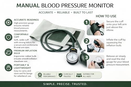Image of Dishan Doctor D Manual Sphygmomanometer - Aneroid Blood Pressure Monitor with Double Head Stethoscope - Black -