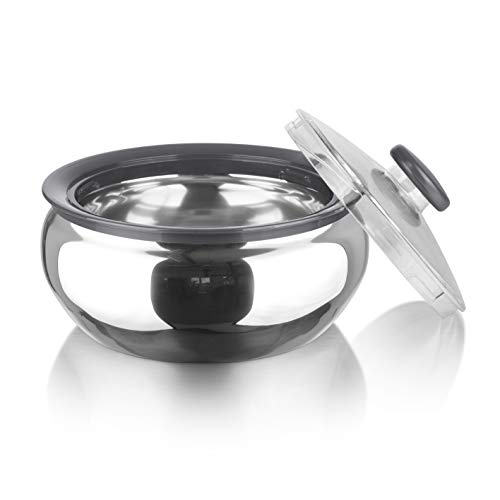 Foto von MAXXMEE Thermo-Schüssel | Hochwertiges Design aus Edelstahl Speisen | Transparenter Drehverschluss-Deckel | Temperaturbeständig von -20 °C bis +100 °C [1500ml]
