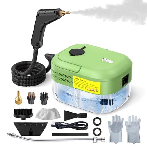 Dampfreiniger Handgerät, 2200W Tragbarer Hand Dampfreiniger für Alles, 1200mL Wassertank,10 Zubehörteile, 10s Schnelle Aufheizzeit, Geeignet für Küche, Bad, Boden und Auto