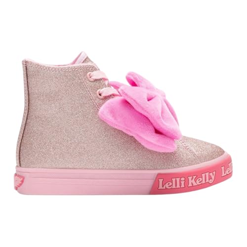 Lelli Kelly Rue Girls Pink Glitter High Top Trainers Baseball Boots LKEA5405 (Pink, UK Footwear Size System, Little Kid, Numeric, Medium, 8)