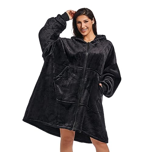 REDESS Blanket Hoodie Sweatshirt, Wearable Blanket Oversized Sherpa with sleeves and giant pocket, cozy hoodie for adults kids
