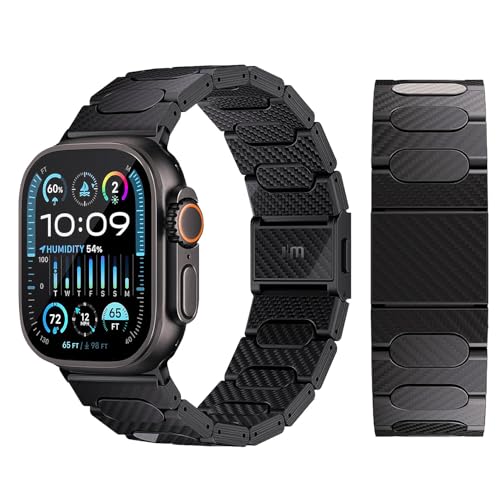 Just Mobile Apple Watch �p �o���h 1K �J�[�{���t�@�C�o�[ 49/46/45/44mm �yUltra 3-1, Series 11-1, SE 3-1�z [ �����x 1K�J�[�{���� �h���� �y�� �}�O�l�b�g���N���X�v �ȒP�T�C�Y��