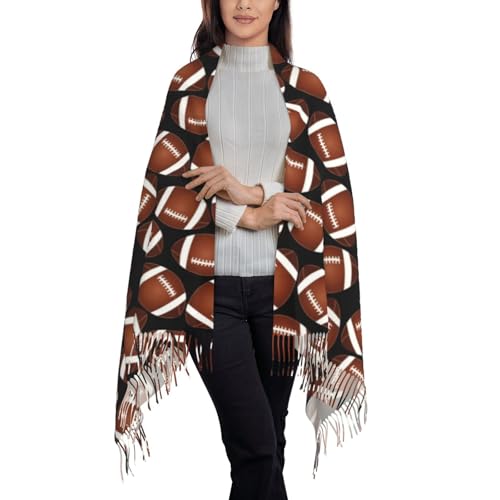 Brown Football On Black Print Women'S Warm Scarf Tassel Scarf Shawl Warm Ladies Fringed Shawl Wraps2