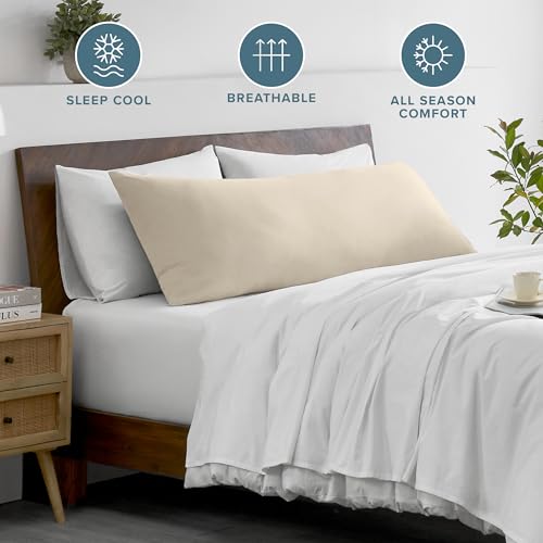 Image of Bare Home Microfiber Body Pillow Cover - Ultra Soft - Cooling Pillowcase - Double Brushed - Pillowcase with Zipper Closure - Easy Care (21''x54'' Body Pillow Cover, Sand)