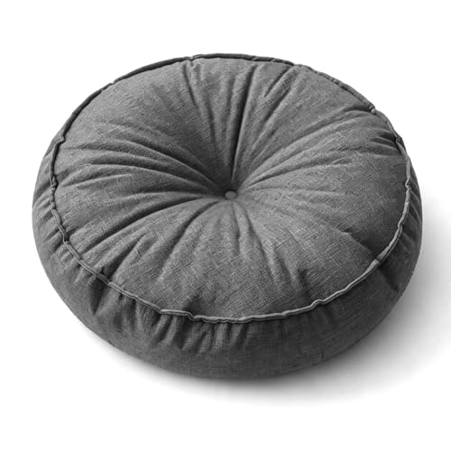 DASIAUTOEM Coussin de sol simple, coussin d'assise pouf, 10 cm de haut, rond, 60 cm de diamètre, résistant aux intempéries, imperméable, simple et résistant aux taches, pour la maison, l'extérieur