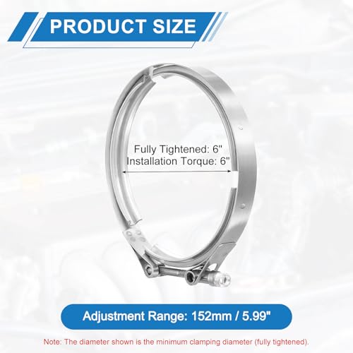 uxcell 6" V Band Clamp 304 Stainless Steel for Exhaust Systems Downpipe Exchange Exhaust Accessories, Adjustment Range 152mm / 5.99inch by uxcell - Used condition - Image 2