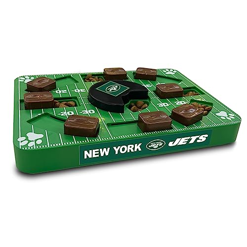 Image of Pets First NFL New York Jets Puzzle Toy for Dogs, Slow Feeder Board for Pets, Interactive Doggie Treat Toy