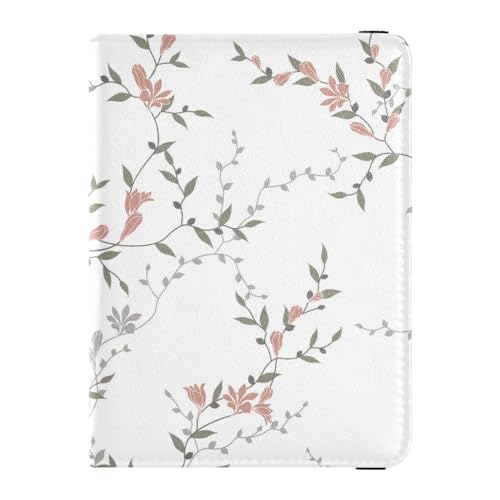 Custodia per passaporto per donne e uomini per da viaggio con blocco RFID con fiori e rami bianco Taglia unica Casual